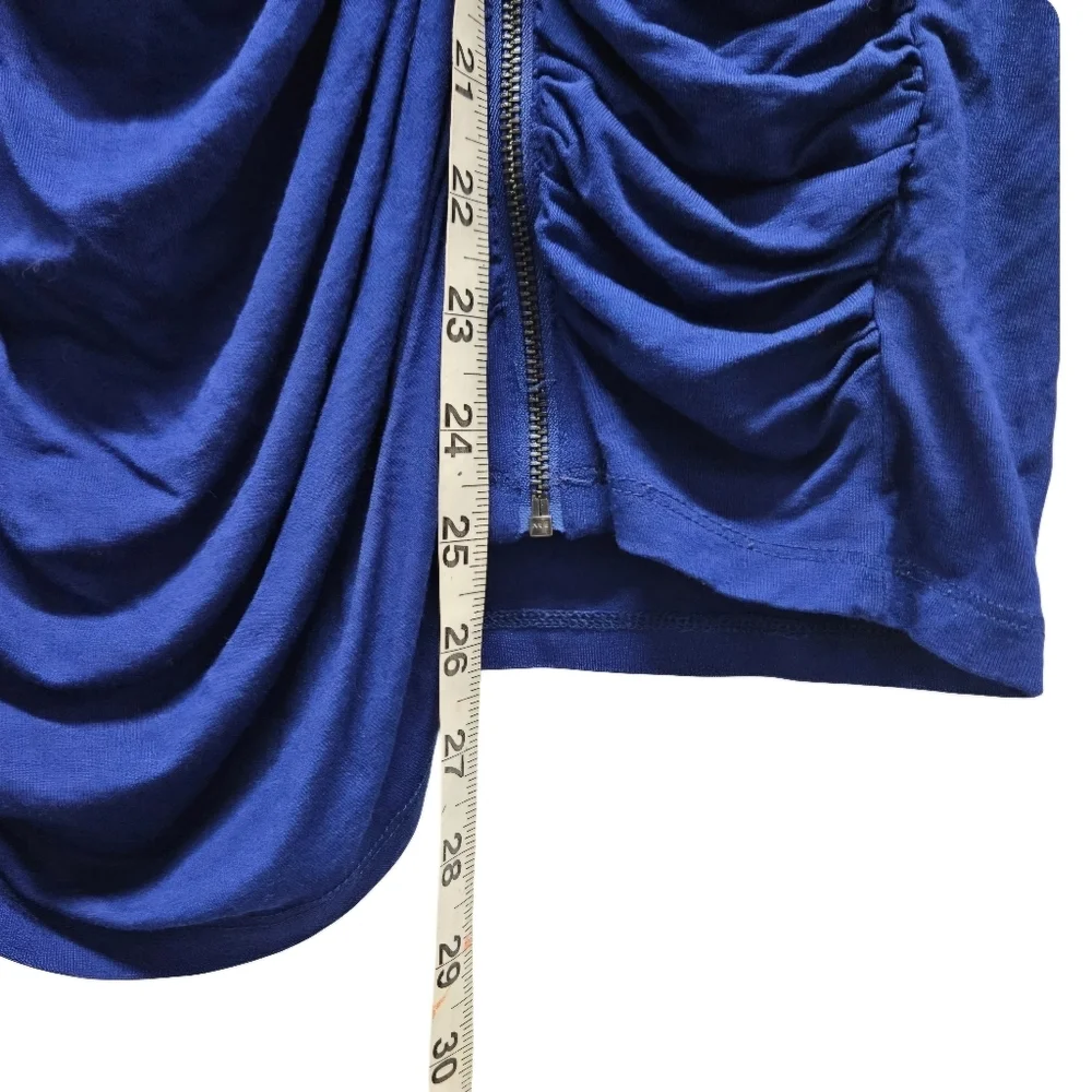 Calvin Klein Ruched Bodycon Long Sleeve Mini Dress Tunic Royal Blue Size Small - Picture 12 of 12